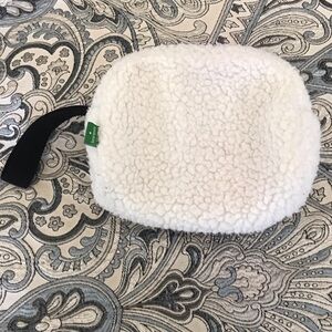 Kate Spade White Fleece small cosmetic bag with Black Strap